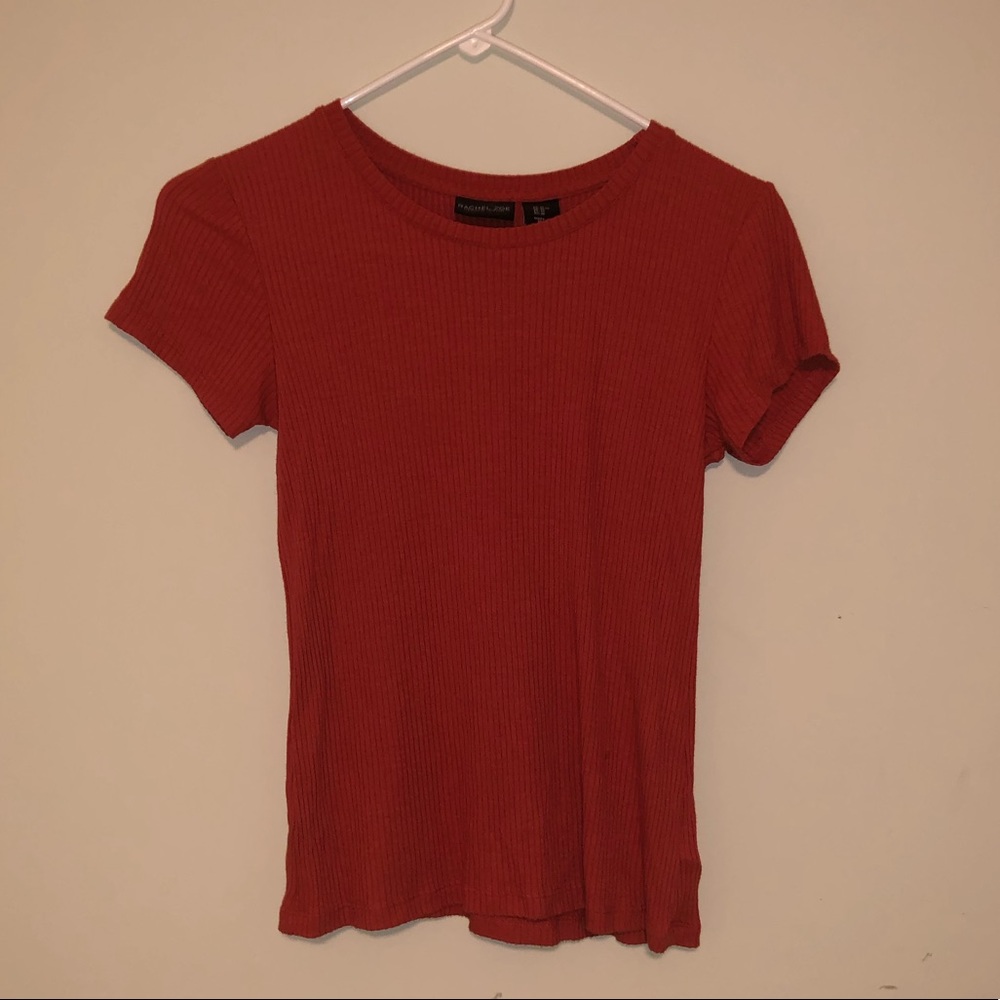 Coral Colored Ribbed Tee